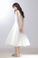 French gentle style white suspender dress women's clothing 2025 new long skirt R1977