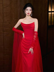 Red mermaid long prom dress, evening dress for women   S6834