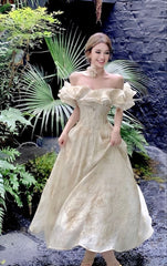 Gentle style one-shoulder neckline slim waist long skirt homecoming dress R3658